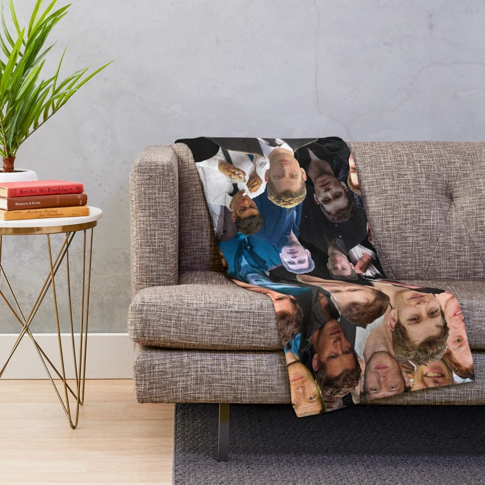 Soft and cozy plush blanket featuring a custom photo collage of Joseph Morgan