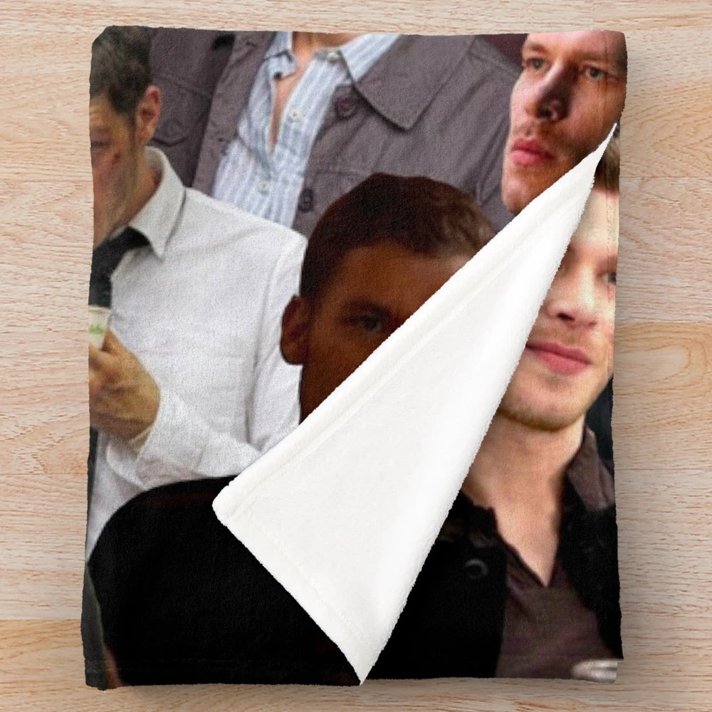 Soft and cozy plush blanket featuring a custom photo collage of Joseph Morgan