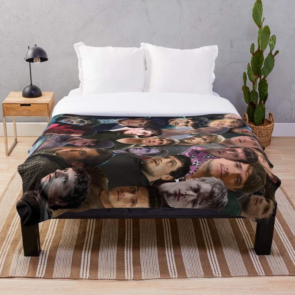 Josh Hutcherson photo collage design on a plush throw blanket
