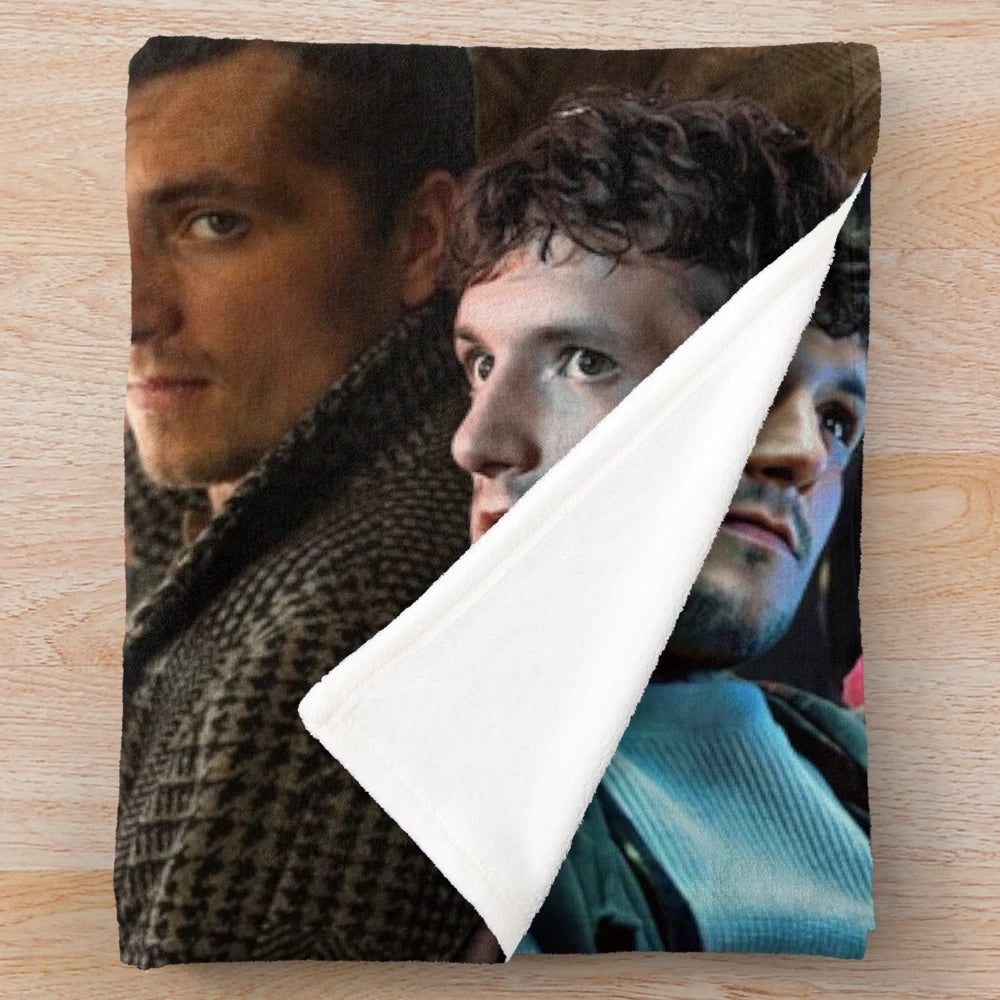 Josh Hutcherson photo collage design on a plush throw blanket