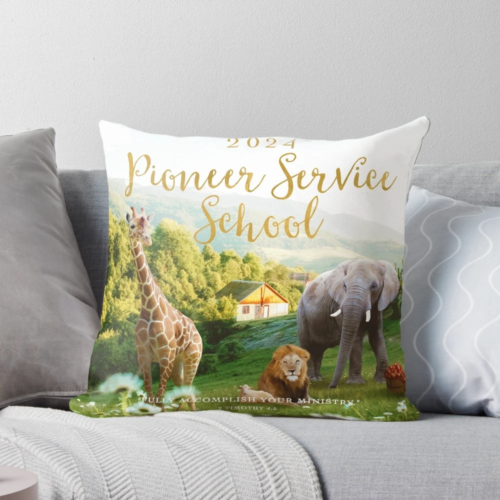Personalized JW Pillow featuring the Pioneer Service School Class of 2024 design