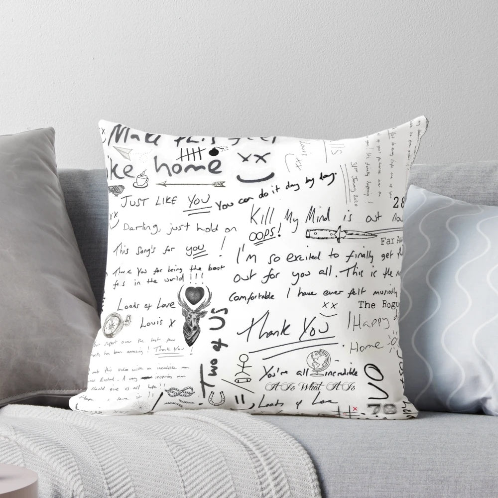 Louis Tomlinson Handwritten Signature Printed on Decorative Pillow