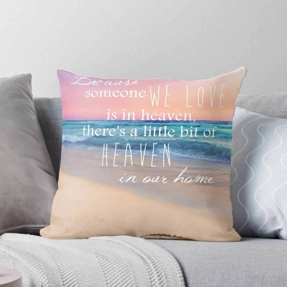 Soft, sand-inspired memorial pillow with heartfelt design for grieving and healing