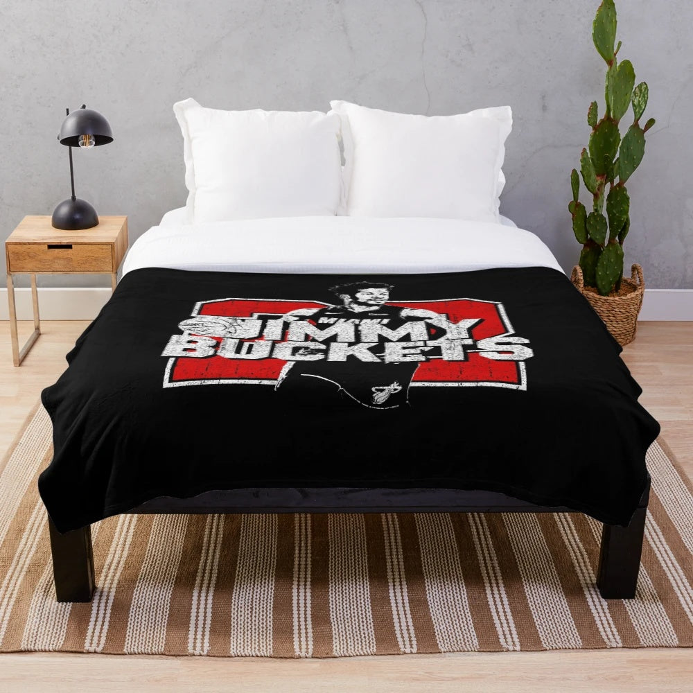 Miami Heat inspired plush blanket featuring basketball player Jimmy Butler