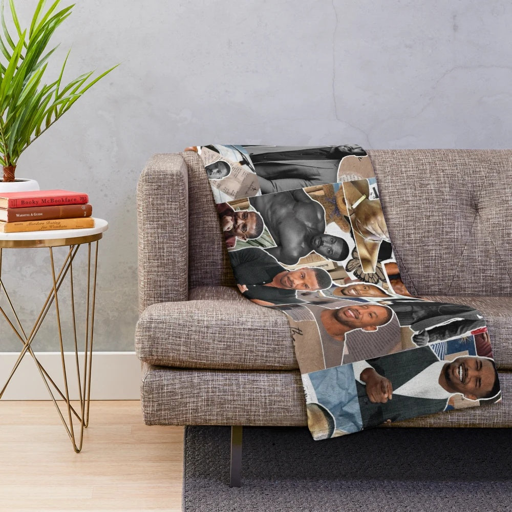 Soft and cozy plush blanket featuring a custom photo collage of actor Michael B. Jordan