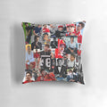 Collage of photos featuring Formula 1 racing driver Charles Leclerc, printed on a decorative throw pillow.
