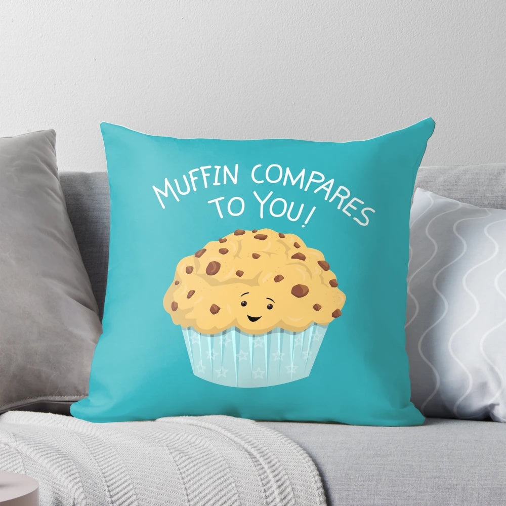A soft, plush pillow with a printed muffin design, perfect for a personalized and thoughtful Valentine's Day gift.