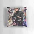 Custom photo collage pillow featuring portrait images of Noah Sebastian