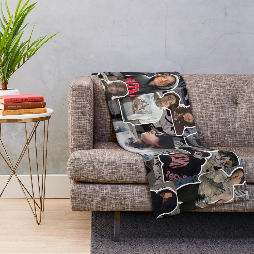 Soft and cozy plush blanket featuring a custom photo collage of Noah Sebastian