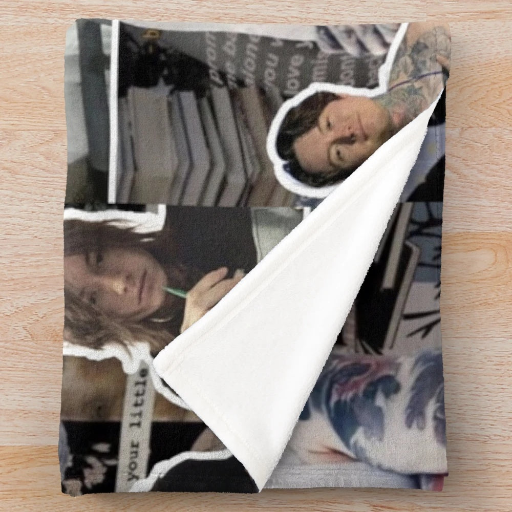 Soft and cozy plush blanket featuring a custom photo collage of Noah Sebastian