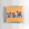 A custom throw pillow featuring the characters and logos from the Percy Jackson and Heroes of Olympus book series.