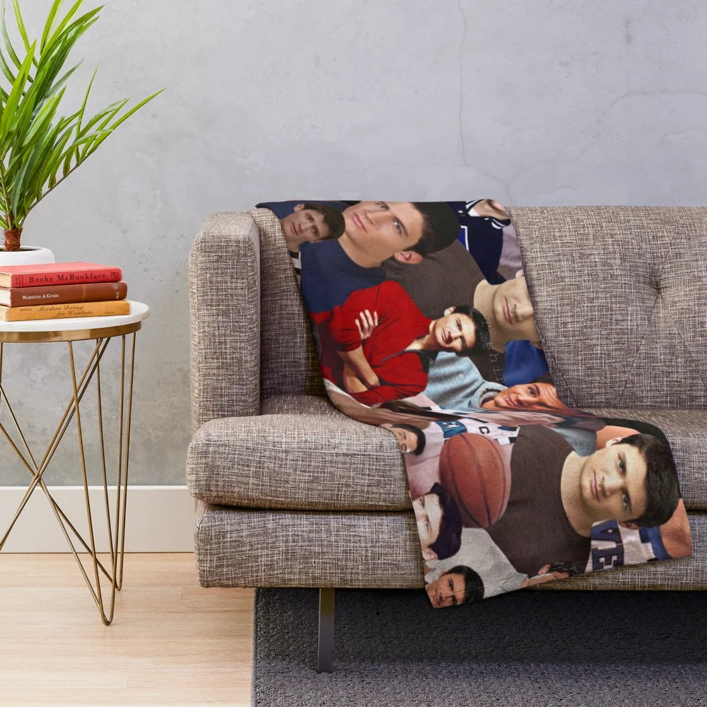 Personalized photo collage plush blanket featuring nathan scott