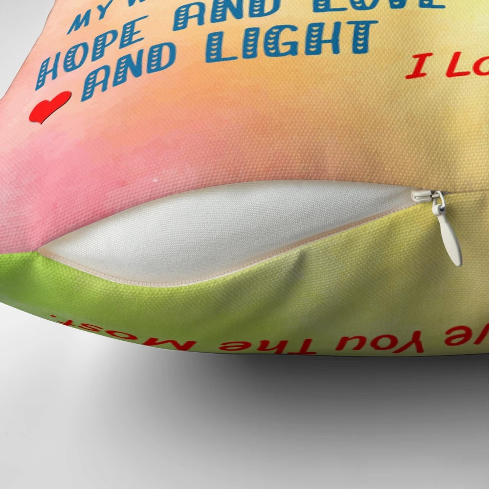Soft, plush pillow with a heartfelt message for a great grandson