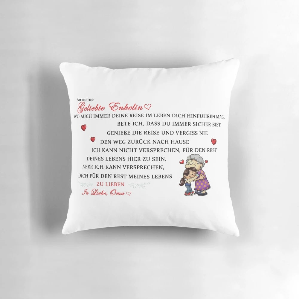 Personalized pillow with a heartfelt message for a beloved granddaughter