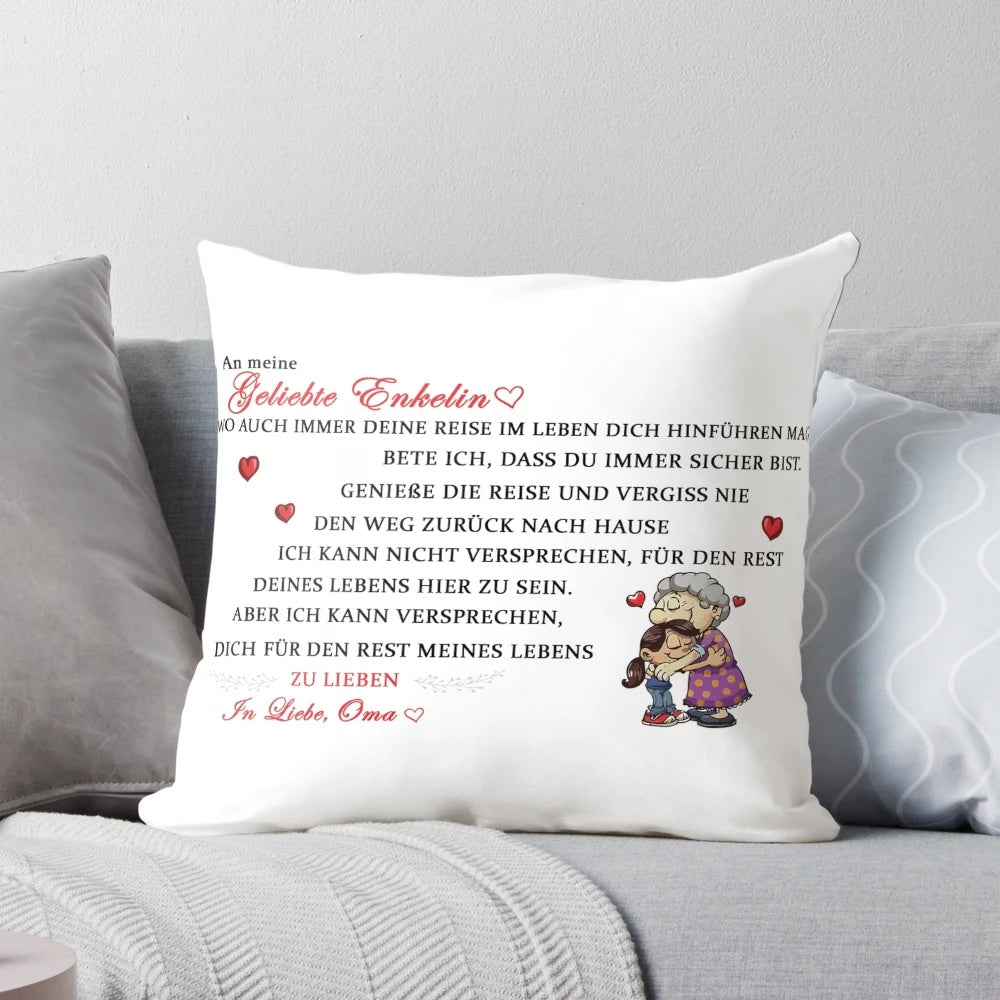 Personalized pillow with a heartfelt message for a beloved granddaughter