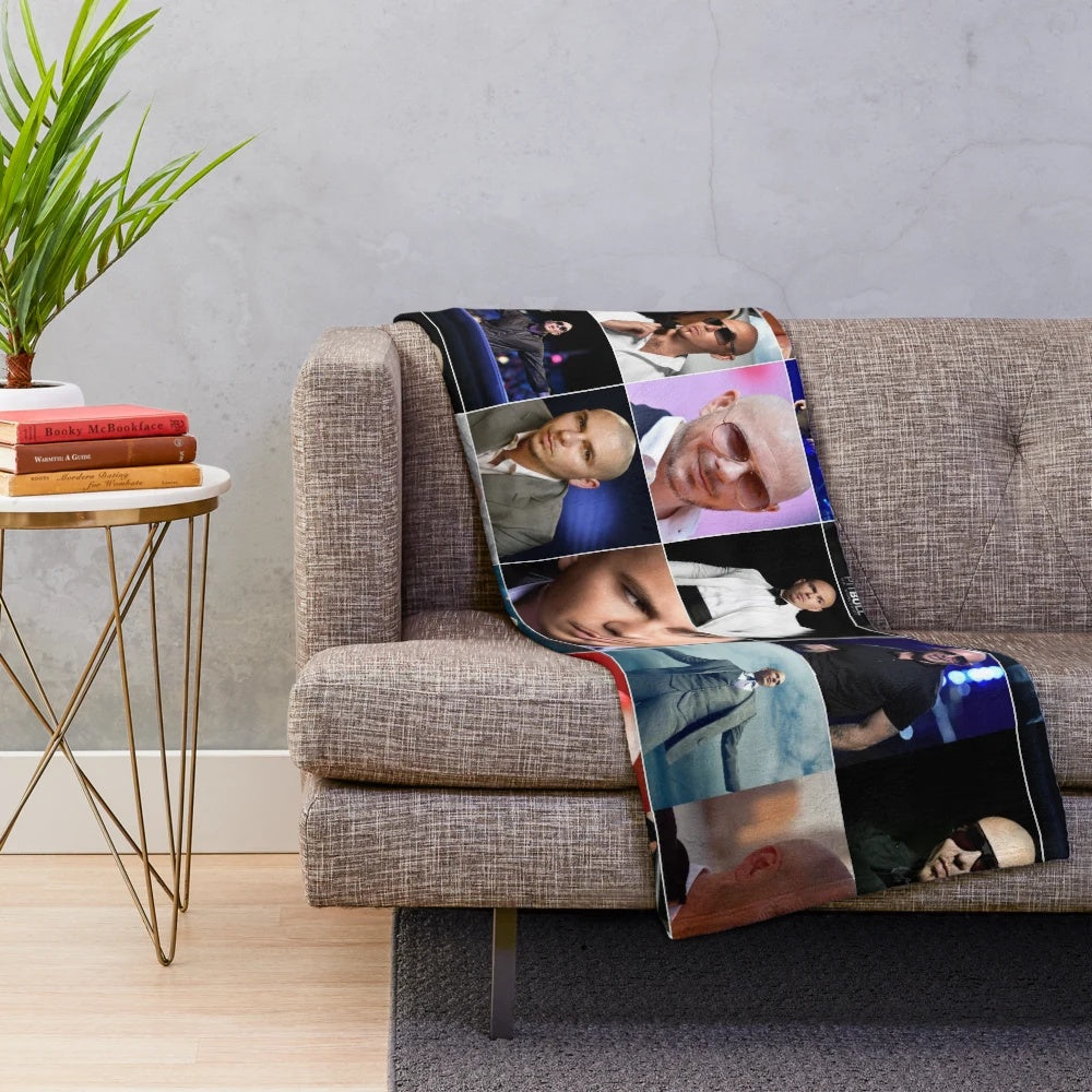Pitbull singer photo collage plush blanket