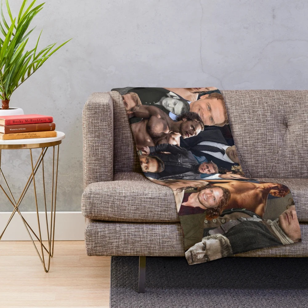 Sam Heughan Photo Collage Plush Blanket