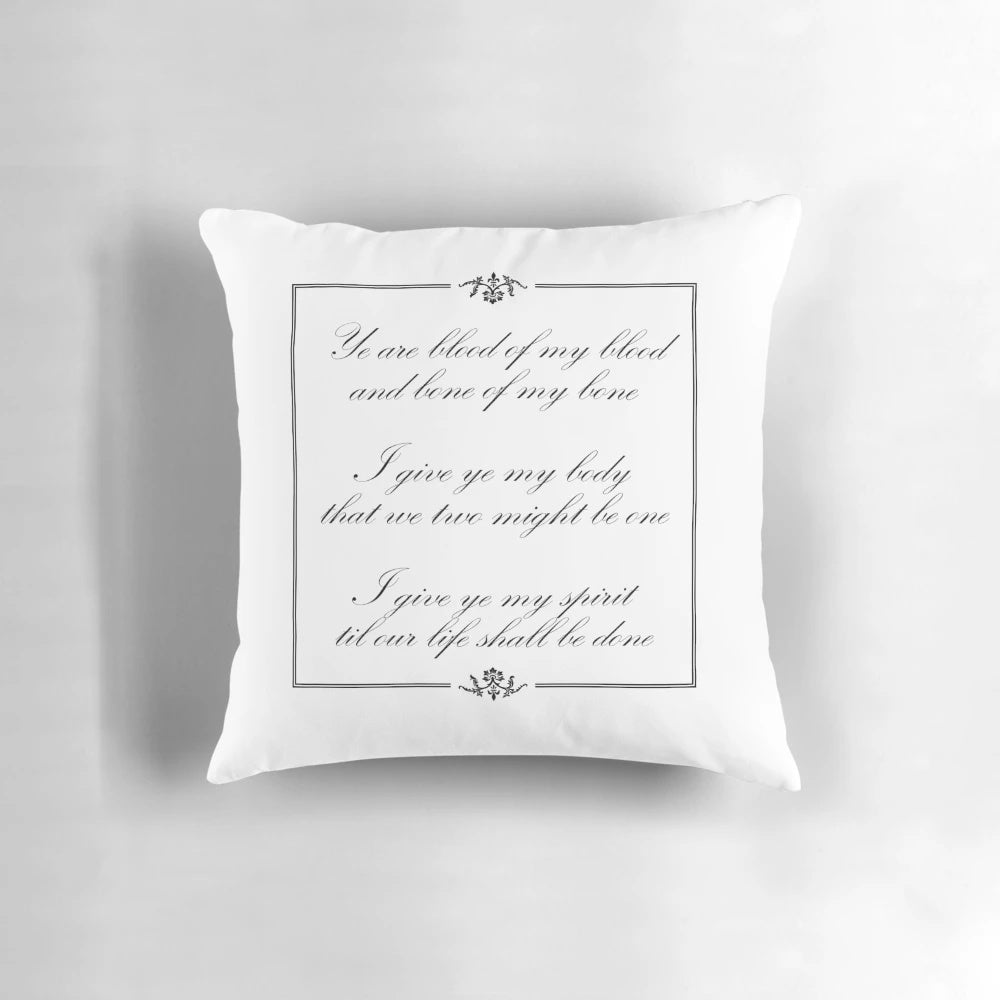 Scottish wedding vows pillow with Outlander-inspired design