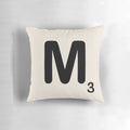 Scrabble Tile M Pillow - Personalized Decorative Pillow with Retro Typography