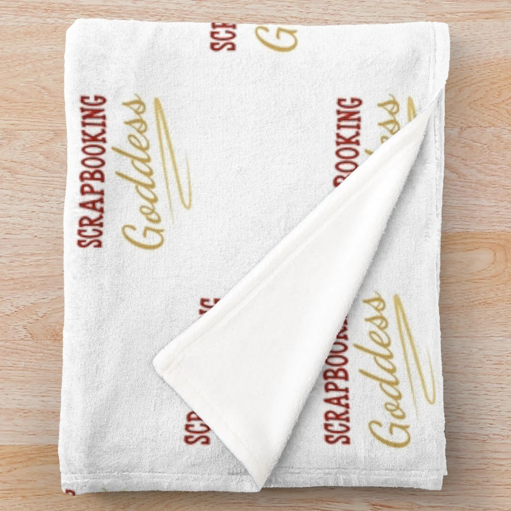 Scrapbooking Goddess' plush blanket featuring a soft, cozy design for scrapbookers and crafters