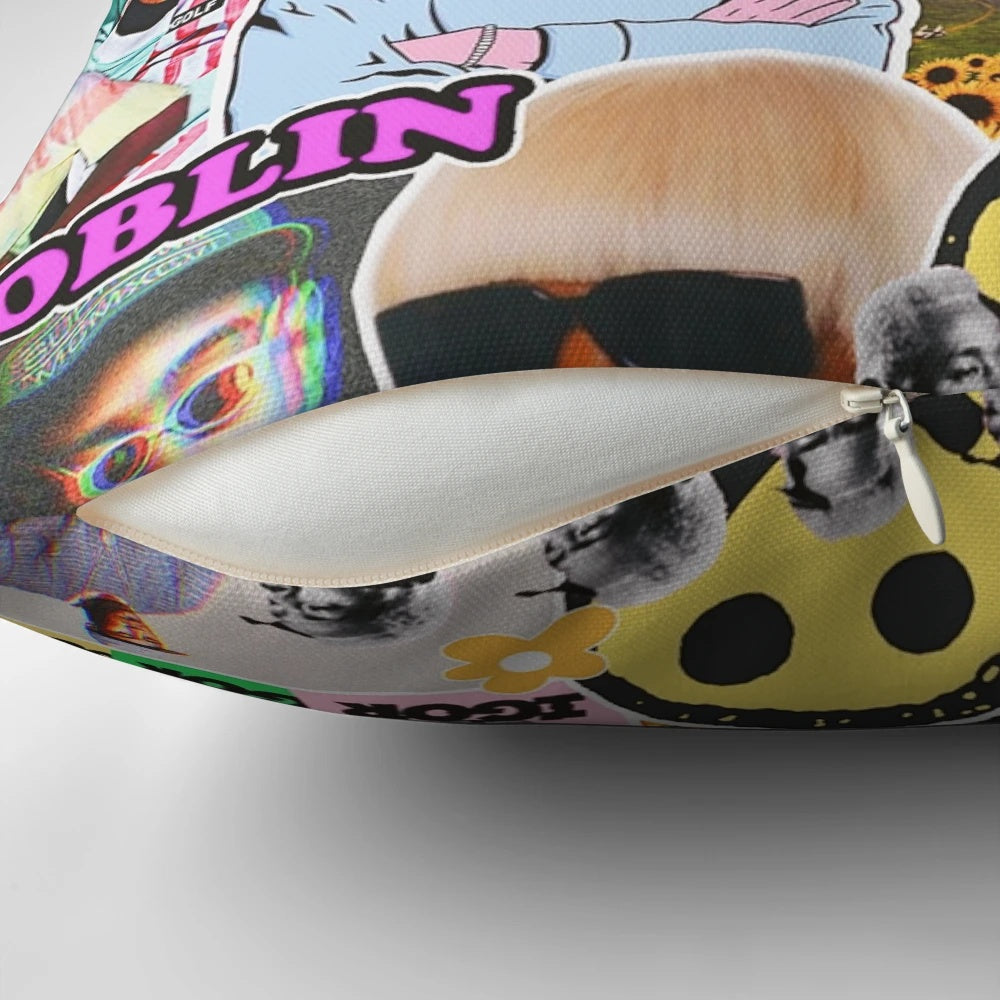 A white pillow with the name "TYLER" printed on it.