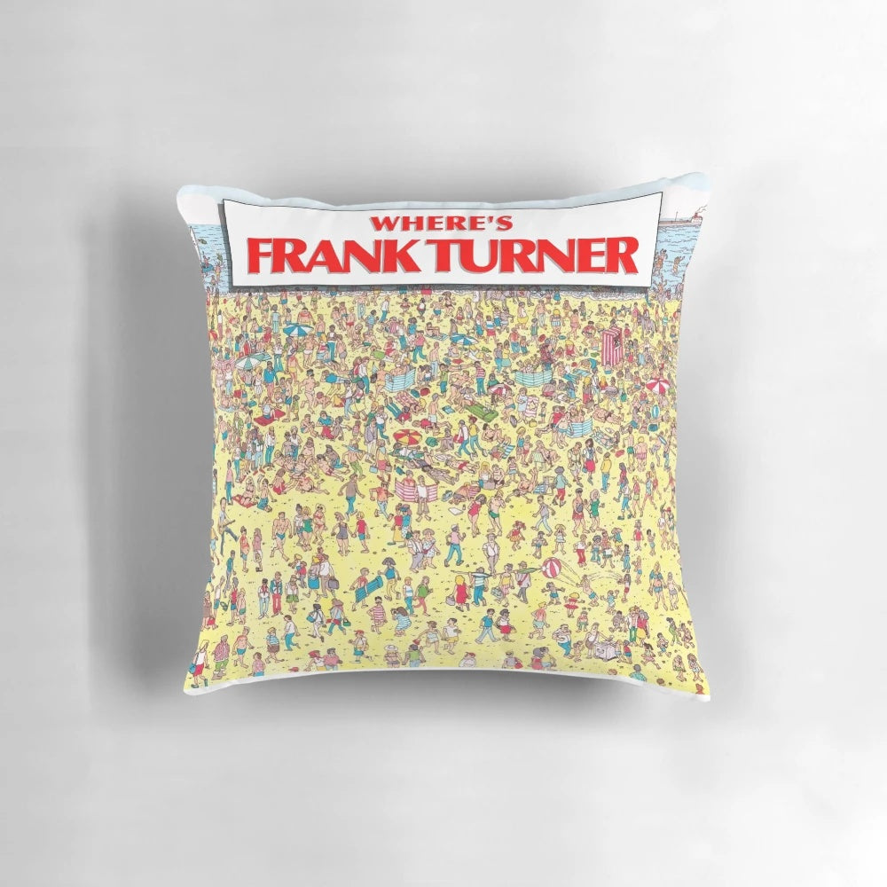Personalized pillow featuring the image of Frank Turner, the famous English singer-songwriter.
