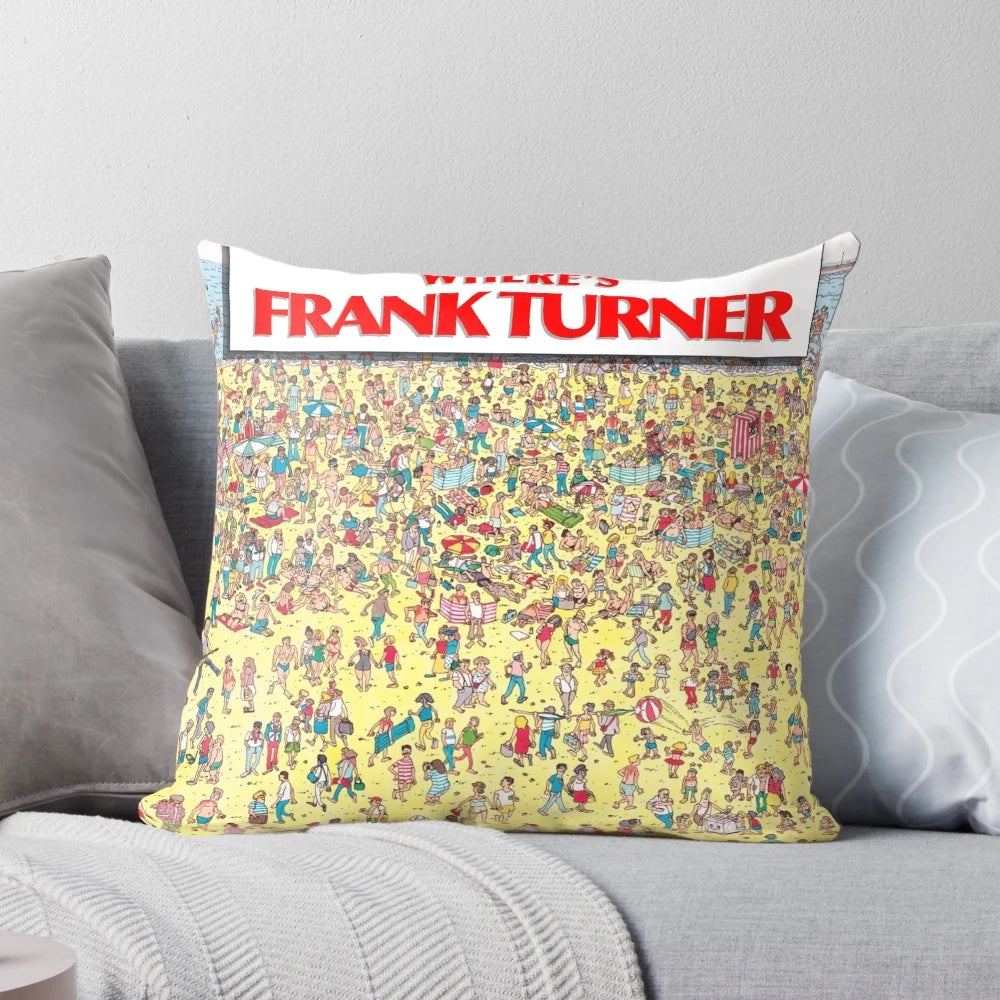 Personalized pillow featuring the image of Frank Turner, the famous English singer-songwriter.