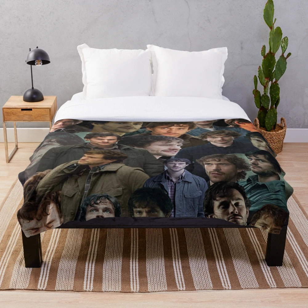Will Graham photo collage plush blanket