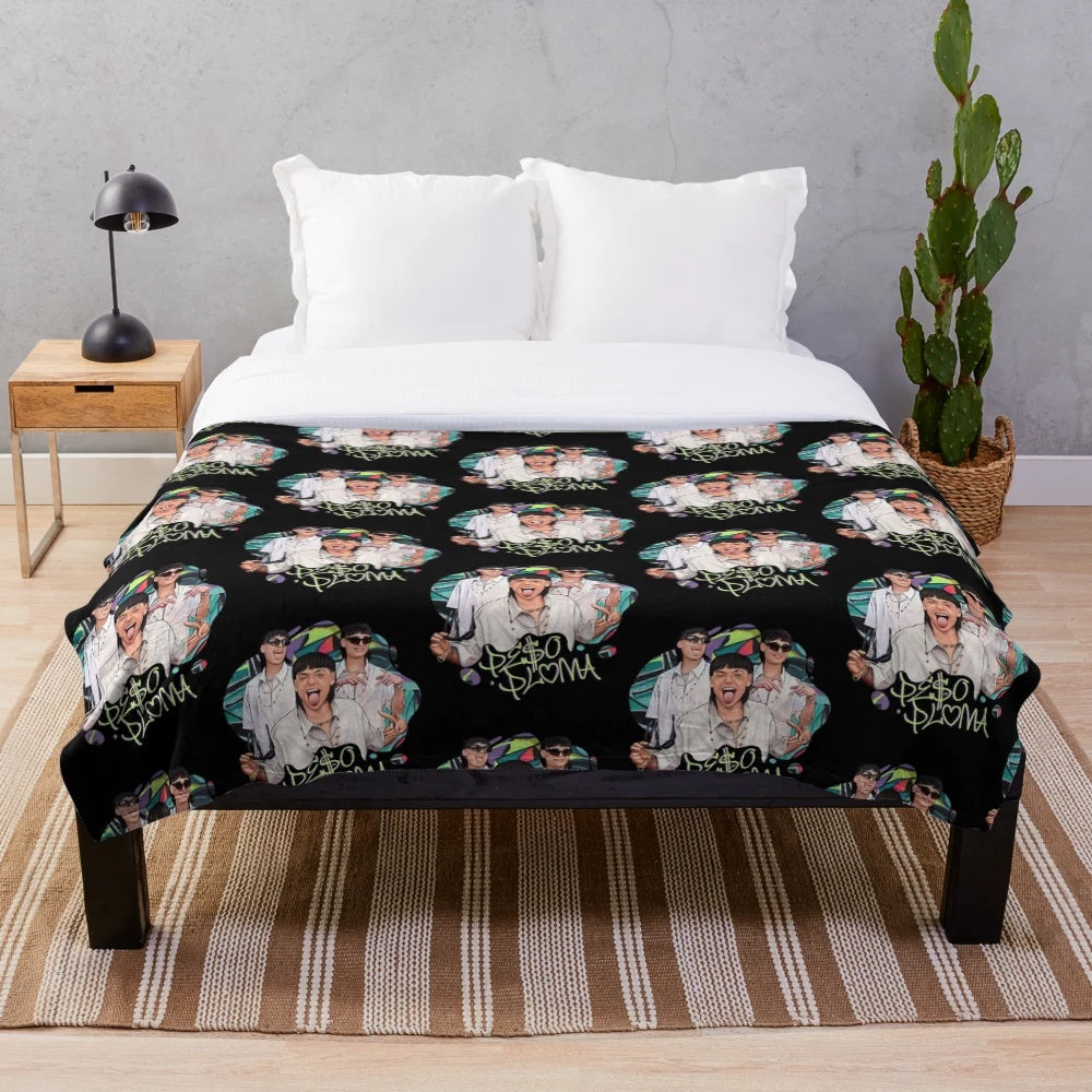 Peso Pluma inspired plush blanket with sublimation design