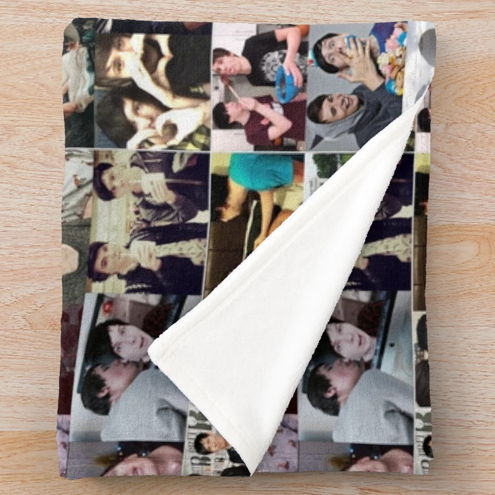 Collage-style plush blanket featuring Dan and Phil, YouTubers and Phan icons