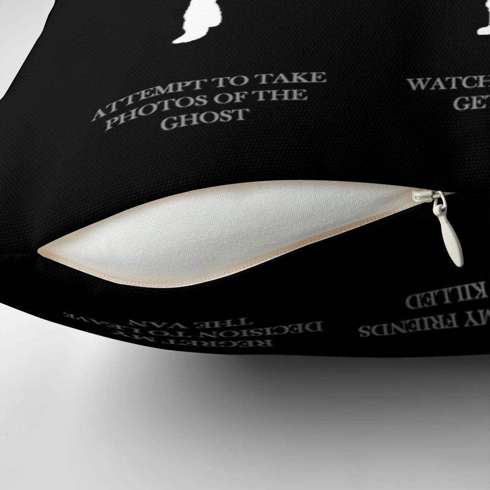 Phasmophobia ghost hunting pillow with humorous design