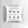 Phasmophobia ghost hunting pillow with illustrations of ghost hunting equipment and paranormal activity