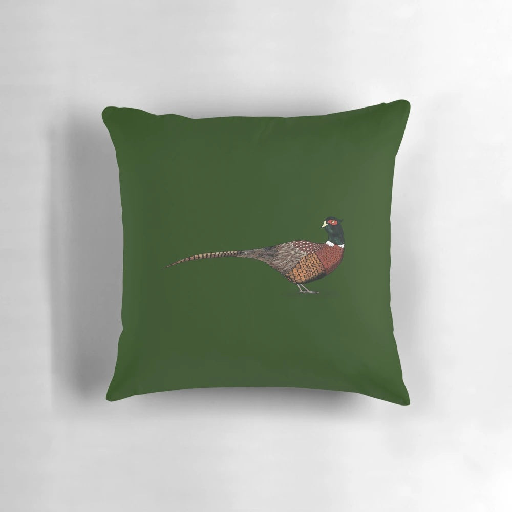 A hand-crafted pheasant pillow, perfect for adding a touch of nature and wildlife to your home decor.