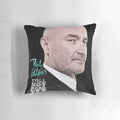 Phil Collins performing live on stage during his "Not Dead Yet" concert tour, featured on a custom throw pillow.
