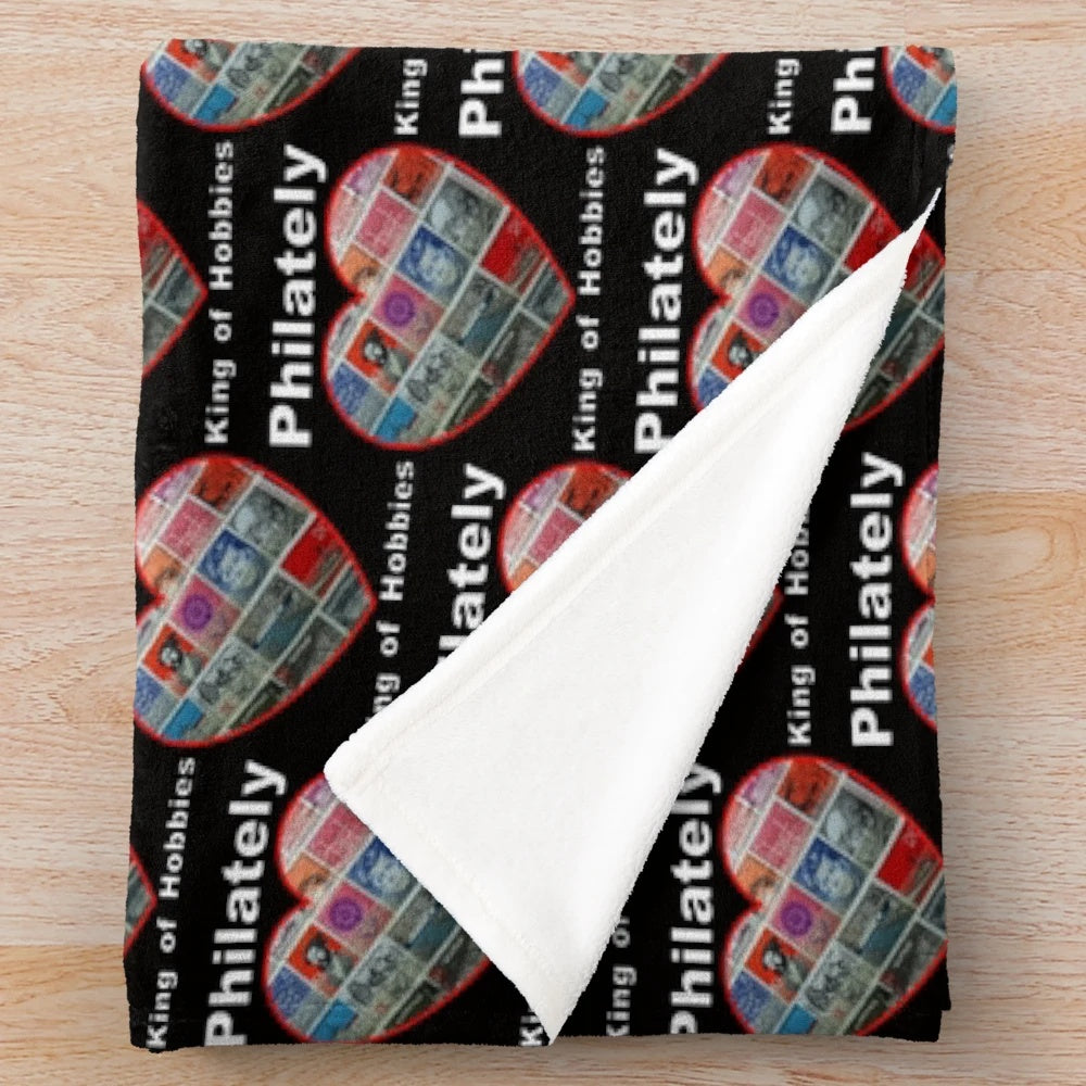 Philately collectible plush blanket for stamp collectors and enthusiasts