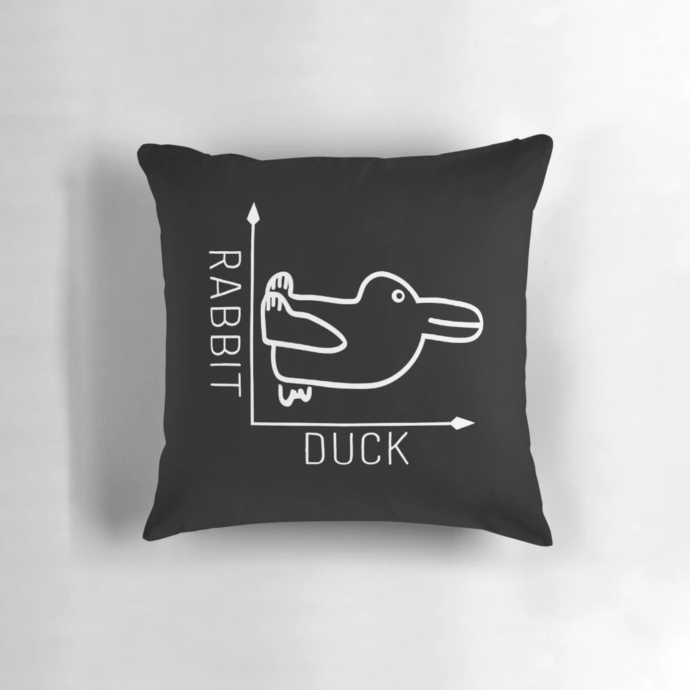 Wittgenstein's Rabbit-Duck Illusion Pillow, a thought-provoking philosophical home decor piece.