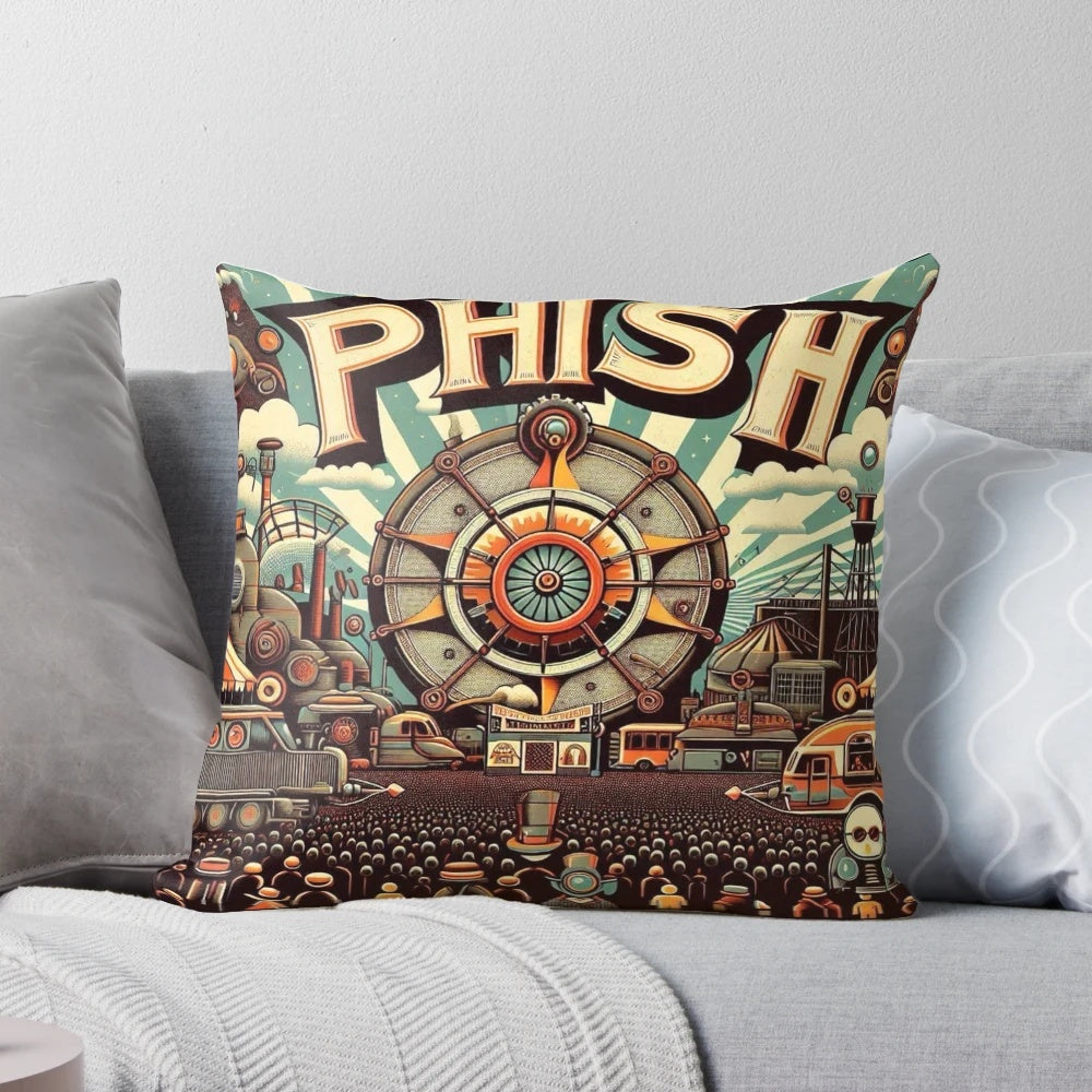 Phish concert industrial-style pillow with band and music imagery