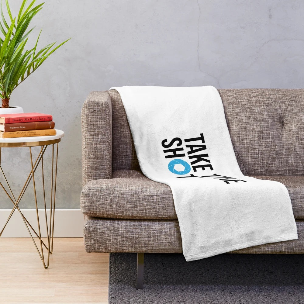 Photography Aperture Plush Blanket featuring a camera aperture design