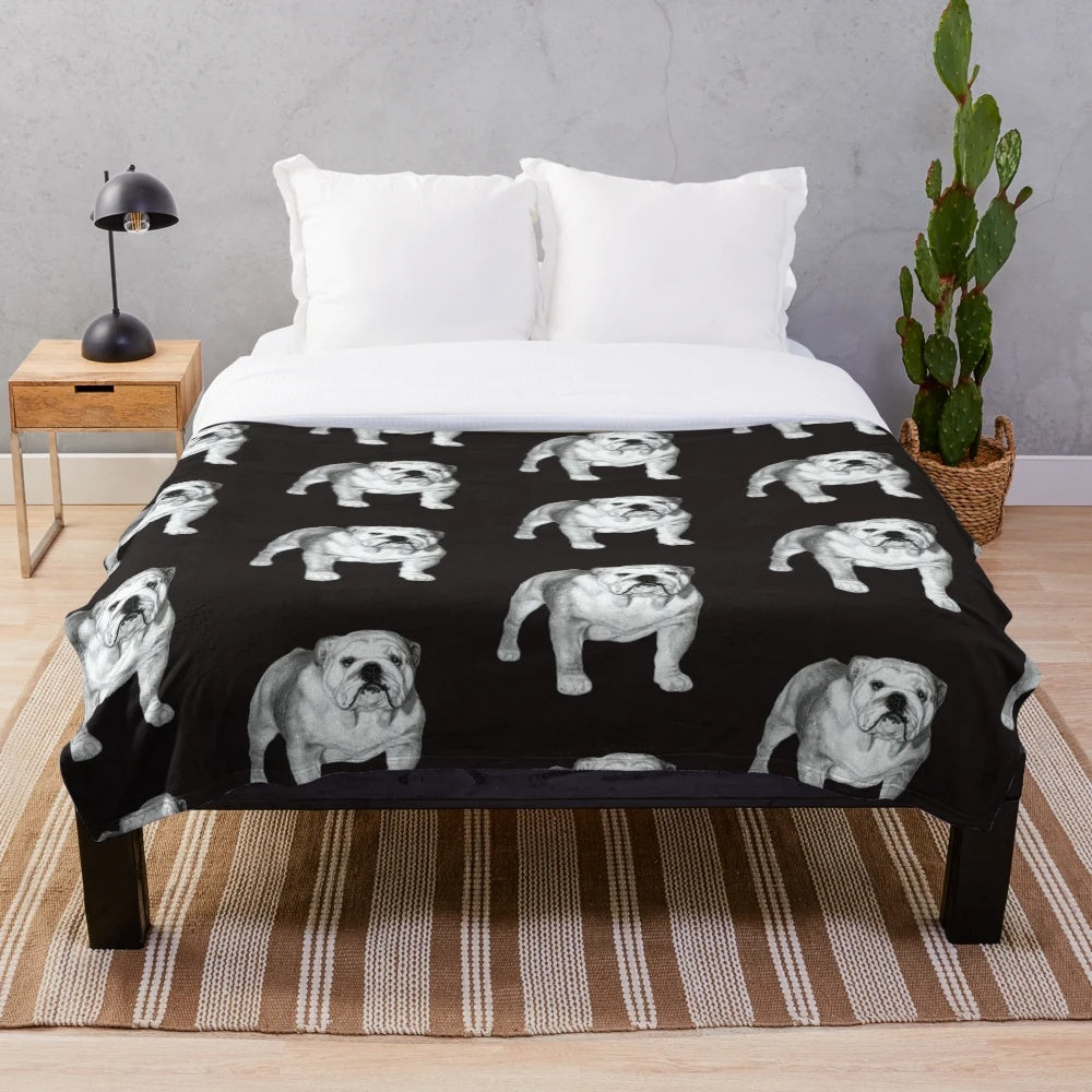 Photorealistic English Bulldog Plush Blanket