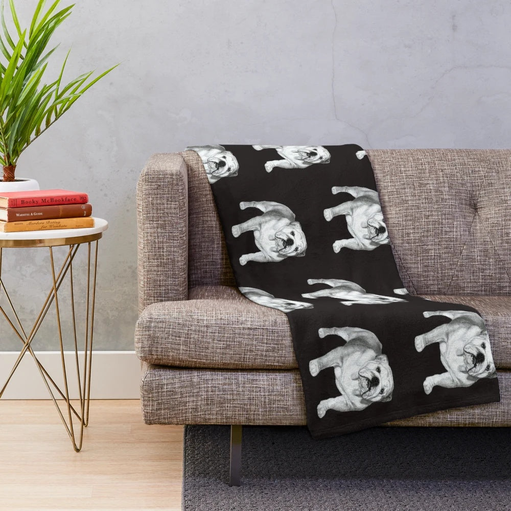 Photorealistic English Bulldog Plush Blanket
