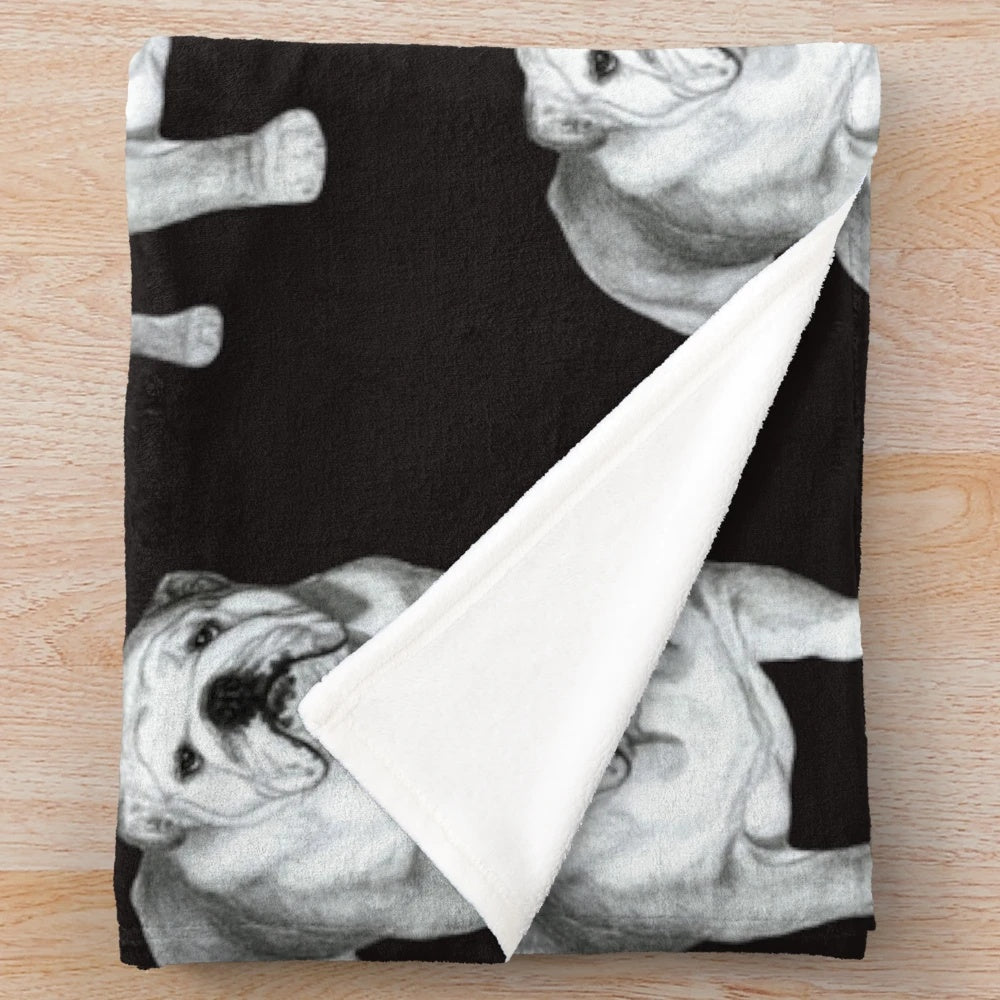 Photorealistic English Bulldog Plush Blanket