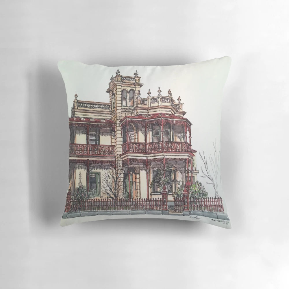 Phryne Fisher's 'Wardlow' House Pillow - Iconic Melbourne Victorian Architecture