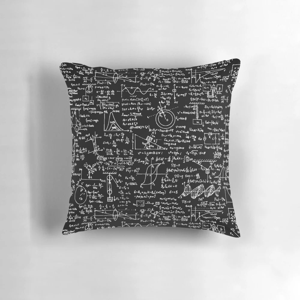Black and white physics equations decorative pillow