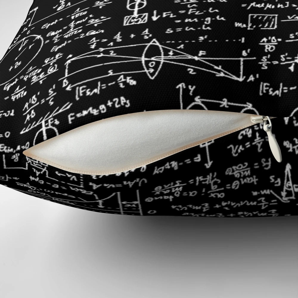 Black and white physics equations decorative pillow