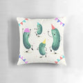Pickle-themed decorative pillow with confetti and bright green color