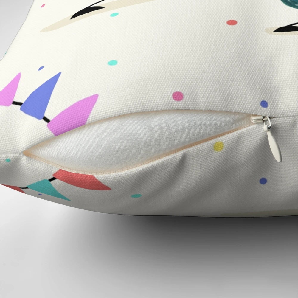 Pickle-themed decorative pillow with confetti and bright green color