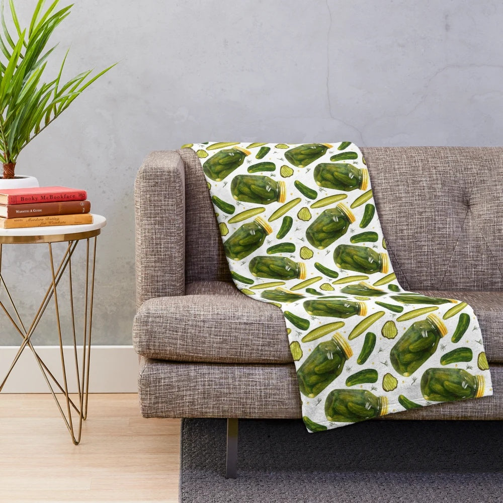 Pickles Galore Plush Blanket with Pickle Pattern