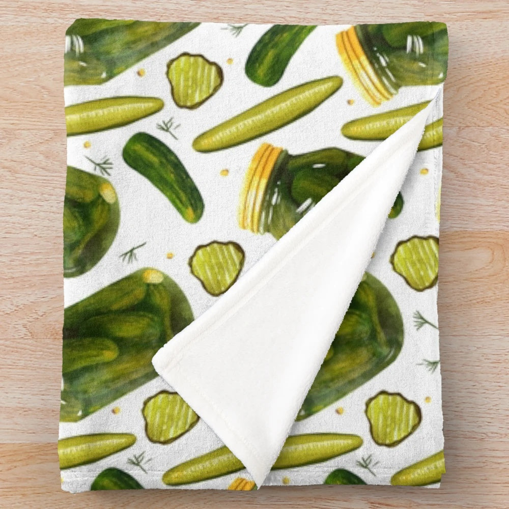 Pickles Galore Plush Blanket with Pickle Pattern