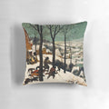 Pieter Bruegel the Elder's classic painting 'Hunters in the Snow' depicted on a high-quality pillow