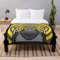 Pigeons Playing Ping Pong inspired plush blanket with psychedelic rock band logo